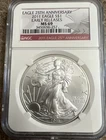 2011 $1 American Silver Eagle 25th Anniversary NGC MS69 Brown Label