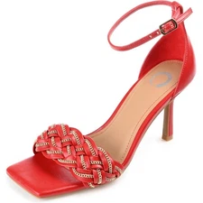 Journee Collection Women Mabella Ankle Strap Braided Sandals Size 9 Red