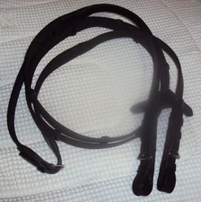 COLLEGIATE Black Reins- Leather/Rubberized Web - Buckle Ends - 5/8" x 108" -NICE