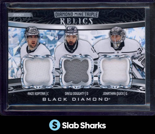 2022 BLACK DIAMOND ANZE KOPITAR DREW DOUGHTY JONATHAN QUICK MINE TRIPLE JERSEY