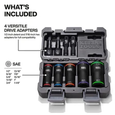 Klein Tools 2-In-1 Impact Flip Socket Set, 5 Pieces