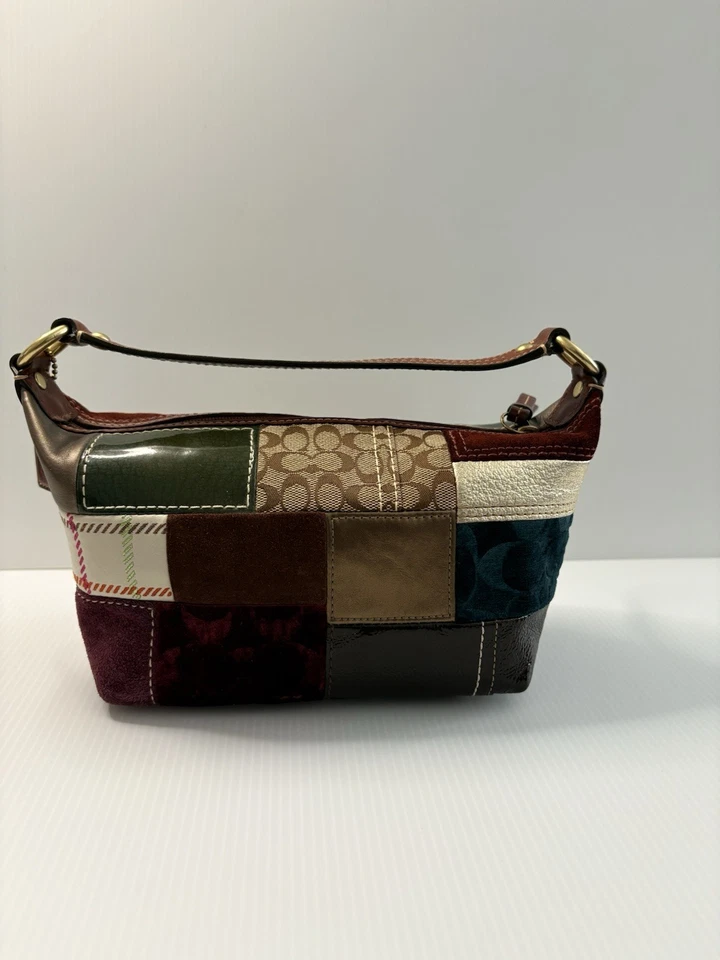 Baguette/bolso de hombro Coach Patchwork vintage 40928 edición navideña raro Y2K Foto 3 de 4