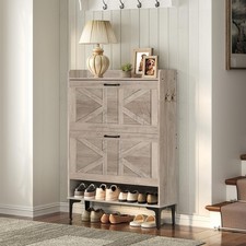 Shoe Storage Cabinet, Shoe Organizer with 2 Flip Drawers, Shoe Storage for En...