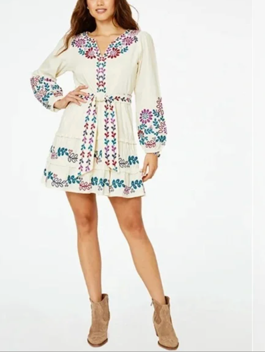 New Anthropologie Women's XL Roller Rabbit Naema Embroidered Tier Mini Dress