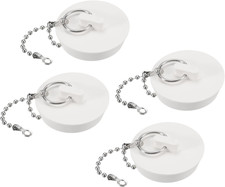4Pcs Rubber Drain Stopper with Chain and Hanging Ring, Bathtub Drain Plug Fit...