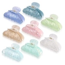 8 Pcs Large Acrylic Hair Claw Clips for Women Non slip Strong Multicolor Marble