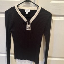 Ann Taylor Loft Black Ribbed Women  s M Sweater M