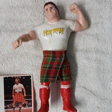 WWF LJN Superstars Rowdy Roddy Piper Series 1 with Kilt and collectors card 1984