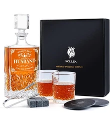 Birthday Gifts for Husband from Wife Whiskey Decanter Set with Glasses & Whis...