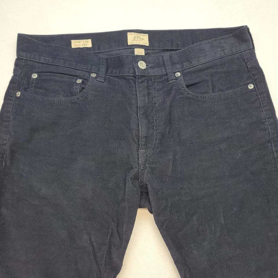 J Crew 484 Pants Mens 32x32 Blue Slim Fit Corduroy Straight Fit Chino Preppy - Image 2 of 4
