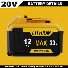 Pack For DeWalt 20V 20 Volt Max 12.0AH Lithium Ion Battery DCB206-2 DCB205-2