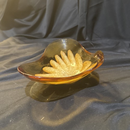 Mid Century Murano 7x9 In Rolled Copper Fleck Orb Form Bowl - Picture 9 of 17