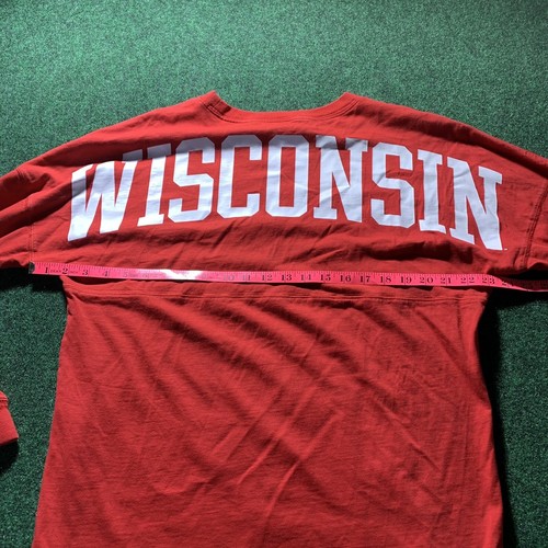 Wisconsin Badgers T Shirt Pink VS Red White Long Sleeve Spirit Jersey Logo NCAA - Picture 6 of 10