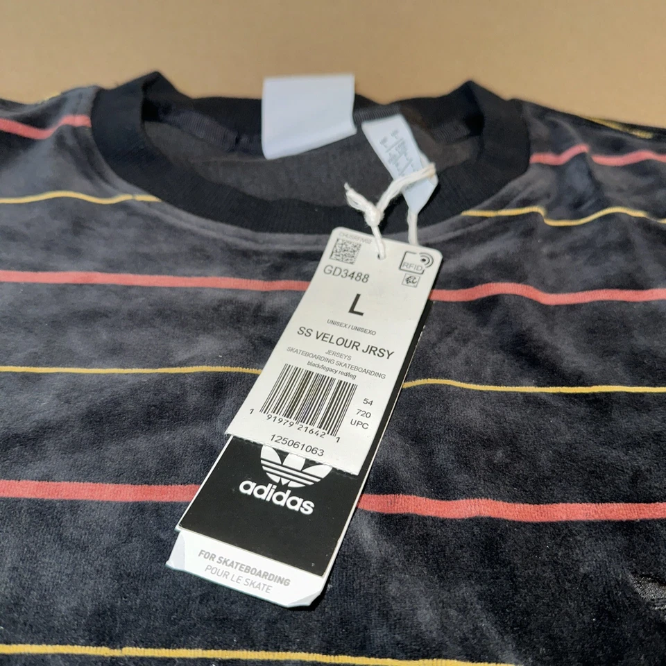 Adidas Hombre Manga Corta Terciopelo Jersey GD3488 Negro Rojo Amarillo Grande Foto 3 de 4