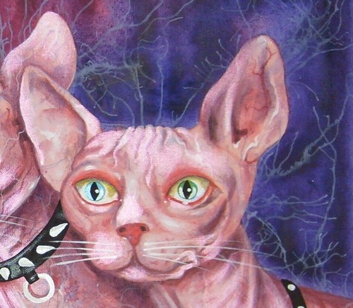 art painting animal portrait sphynx cat cats figurative decorative realism print - Picture 4 of 12