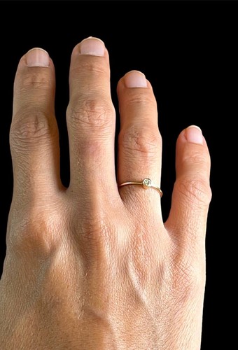 14k Yellow White Rose Gold Natural Diamond Bezel Set Diamond Solitaire Ring - Picture 7 of 20