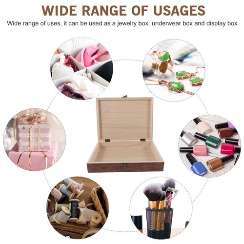 1 Pc Wooden Storage Case Simple Storage Container Dust-proof with Lock (Brown) - Picture 2 of 12