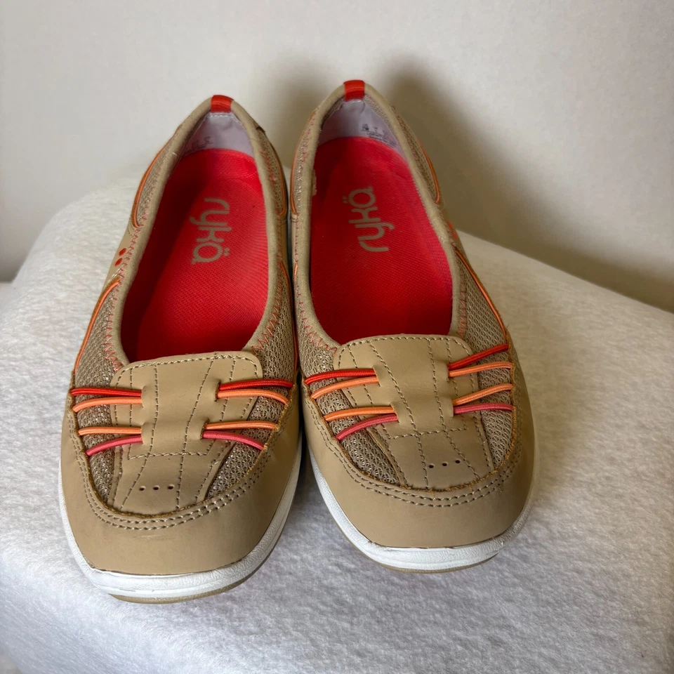 Ryka Tango Mujer Tostado Coral/Elástico Bungee/Sin Cordones Planos y Mocasines/Talla 7 Foto 2 de 4