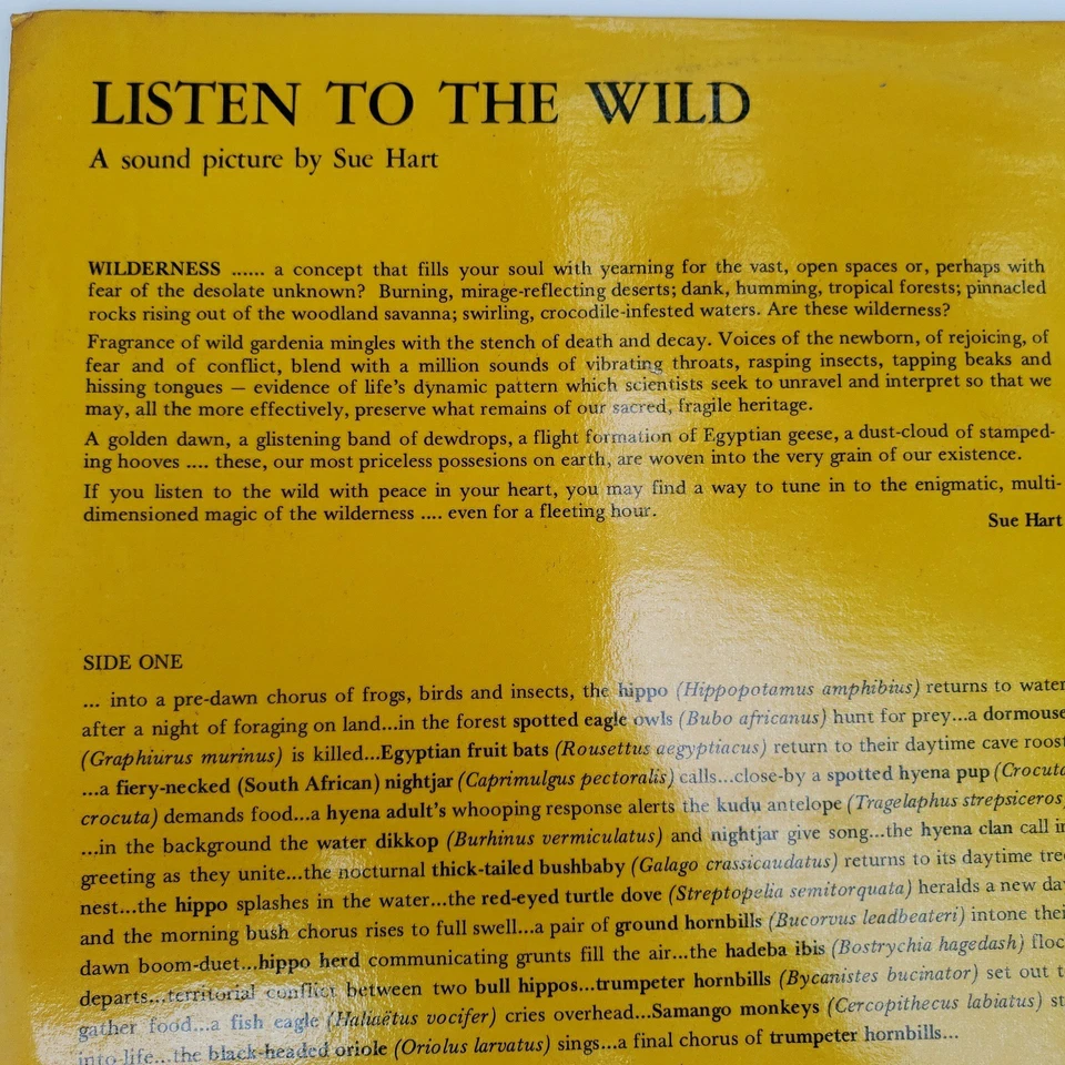 African Nature Listen To The Wild In The Bush A Sound Picture -Sue Hart Vinyl LP Foto 4 de 4