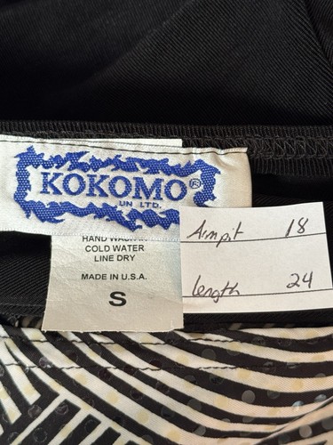 Vintage Kokomo Womens Whimsigoth Top Size S Long Sleeve Black White Sequin Artsy - Picture 2 of 11