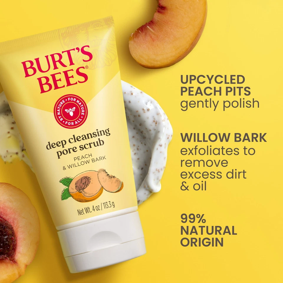 Burt's Bees Deep Cleansing Pore Scrub with Peach and Willow Bark, 4oz (3 Pack) - Image 4 of 4