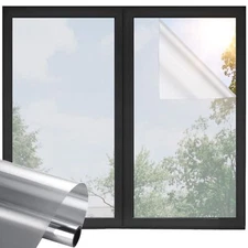 WINDOW PRIVACY FILM ONE WAY DAYTIME PRIVACY STATIC CLING MIRROR VINYL ROLL HEAT 