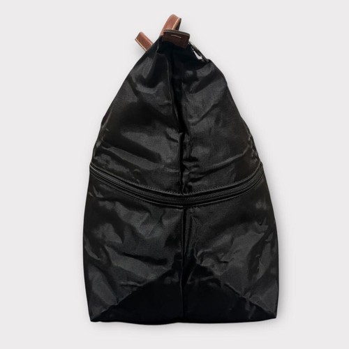 Auténtico Bolso de Mano Longchamp Expandible Negro Marrón Nylon Cuero Usado Japón - Imagen 9 de 14
