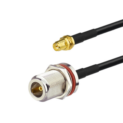 N Female bulkhead to RP-SMA Jack male pin pigtail 20'' Cable KSR195 WiFi Antenna