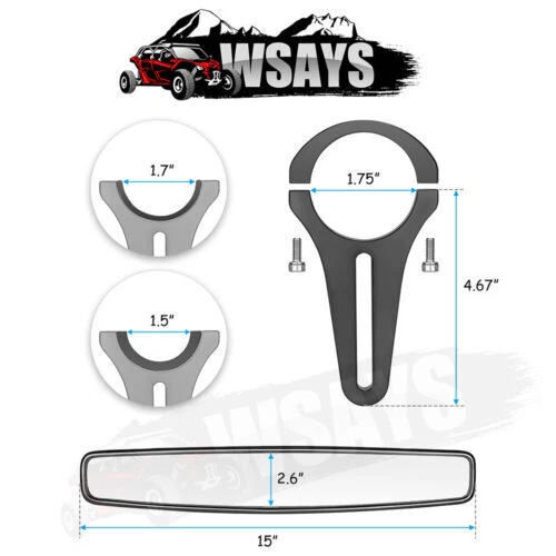 Espejo retrovisor ancho curvo jaula barra antivuelco de 1,5"" para Yamaha Rhino 450 660 700  Foto 3 de 4