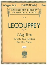 LECOUPPEY L'AGILITE 25 STUDIES FOR THE PIANO BOOK SCHIRMER VOL. 67 OP. 20 NEW