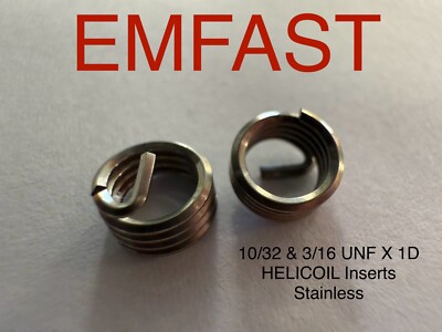 10/32 3/16 x 1D Original Helicoil Einsatz Draht Gewindereparatur UNF 1 Edelstahl