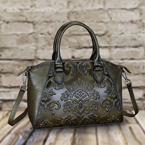 Genuine Leather Purses and Handbags for Women Vintage Embossed Leather Top - Picture 15 of 18