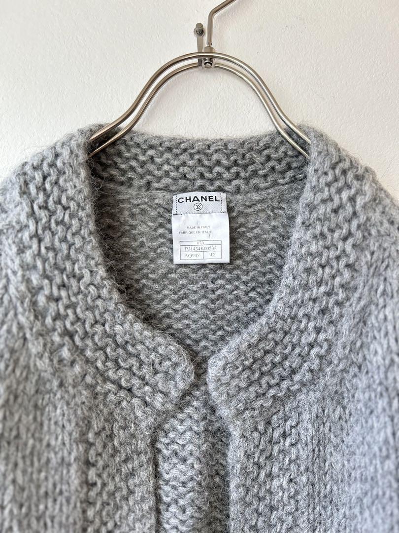Used Chanel Knit Cardigan Tops Knit Sweater Women Size 42