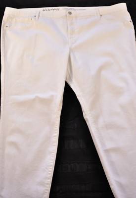 women's Ava & Viv cropped jegging size 24W white stretch cotton mix zipper