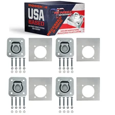 Pit Posse Cargo Trailer Anchor Tie Down D-Ring Flush with Hardware (4pk/Silver)