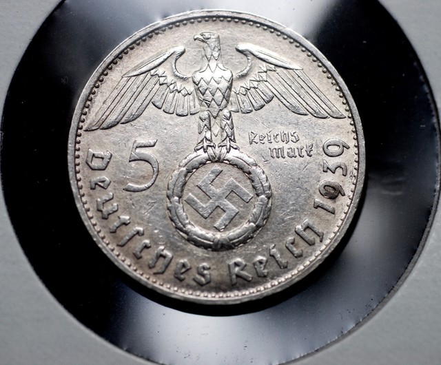 1939 A 2 mark German WWII Silver Coin Third Reich Reichsmark 5*