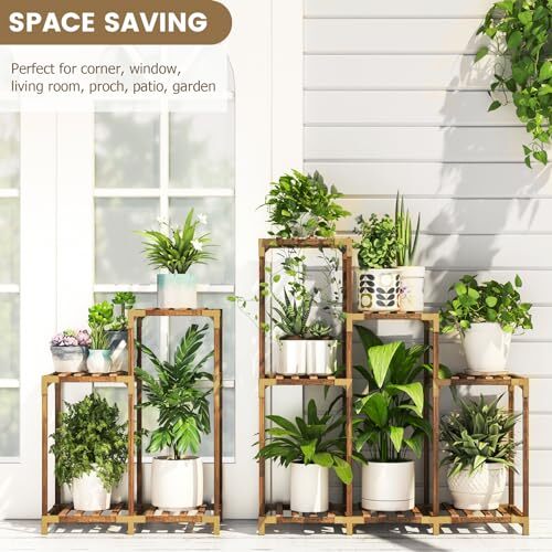 HOMKIRT Plant Stand Indoor Outdoor, 11 Tier Corner Shelf Assorted Item Shapes - Picture 5 of 60
