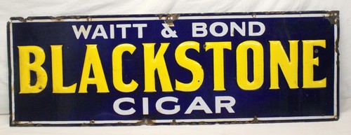 💥Letrero publicitario de cigarro BLACKSTONE Watt & Bond PORCELANA EN RELIEVE 12" X 36" 💥 - Imagen 7 de 7