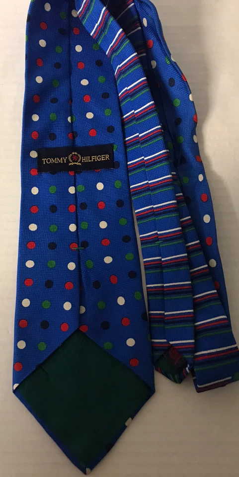 Corbata de cuello Tommy Hilfiger para hombre 100 % seda azul importado con lunares Foto 2 de 4
