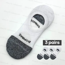 NWT 3 pairs Men's Cushion No Show Socks Size Med 6-9 Bombas white