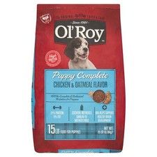 Puppy Complete Chicken & Oatmeal Flavor Dry Dog Food for Puppies, 15 lbs(1 pack) 1.20 per pound