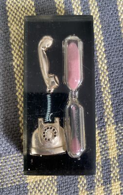 Vintage 3 Minuten Sanduhr Drehtelefon Rosa Sand Timer Plexiglas Acryl