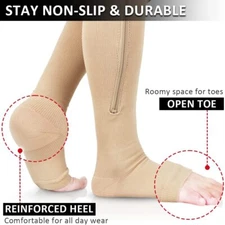Zipper Compression Socks 20-30 mmHg Socks For Medical, Sports, Running Women Men