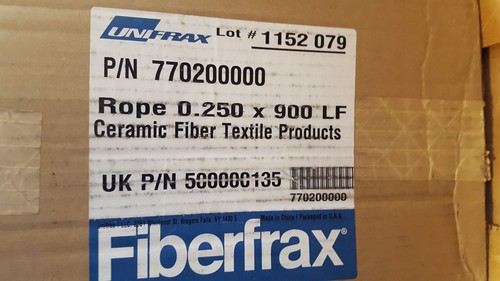 Fiberfrax 0,250 Zoll Durchmesser x 100 Fuß DREHTES SEIL  - Bild 2 von 2