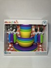 Munchkins Childrens Multi Dining Set 18Pc 4 Plates 4 Bowls 4 Cups 6 Utensils New