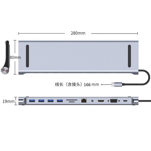 Adaptateur USB C 3.0 multiport 4K HDMI RJ45 SD TF VGA dock station Type C - Afbeelding 7 van 11