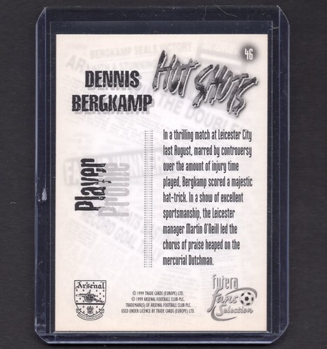 DENNIS BERGKAMP 1999 Futera Soccer Card ARSENAL #46 PSA - Picture 2 of 2