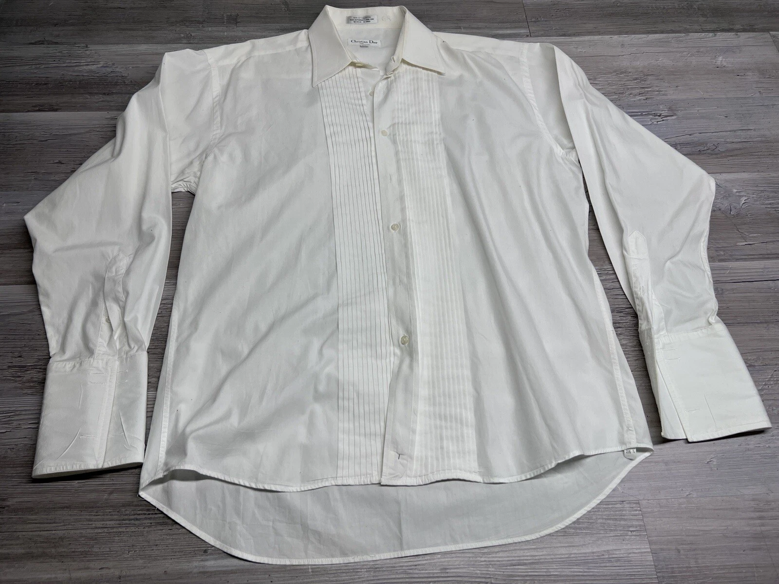 Camicia smoking uomo vintage Christian Dior Chemise con bottoni 16 5 34 35 bianca