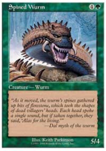 Moderate Play, English MTG Regular Spined Wurm - Media Promos Starter 2000 Magic