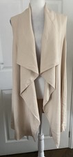 Club Monaco Cream Waterfall Collar Open Sleeveless Jacket/gilet Size L 100% Silk